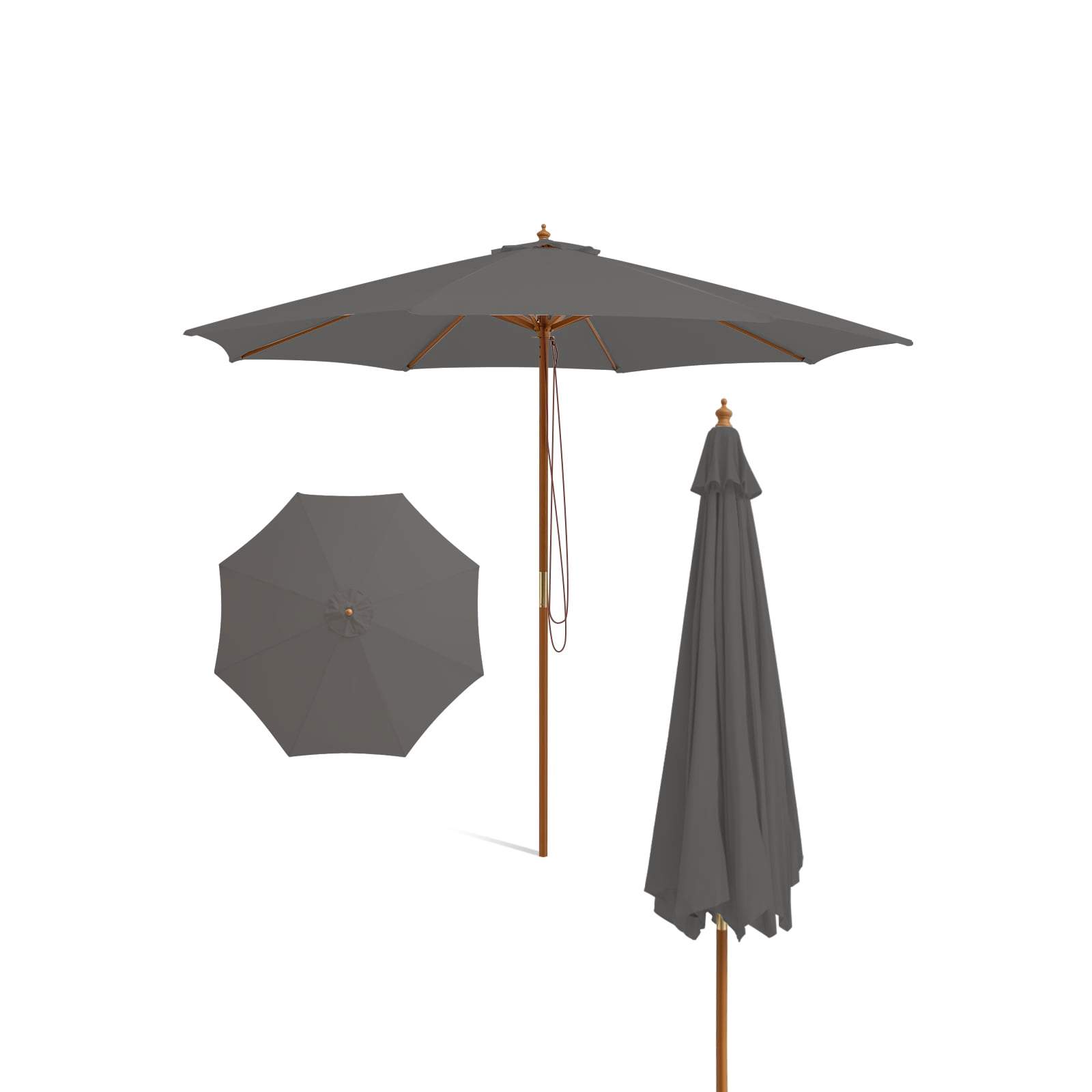 Stor 300 cm treparasoll – justerbar høyde