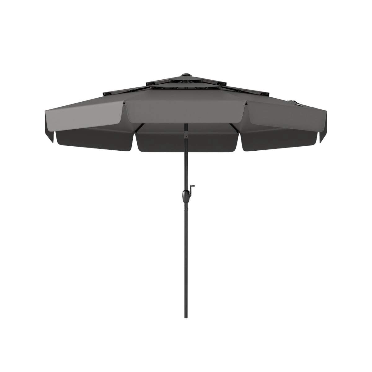 300 CM utendørs parasoll – vippbar, ventilert, grå