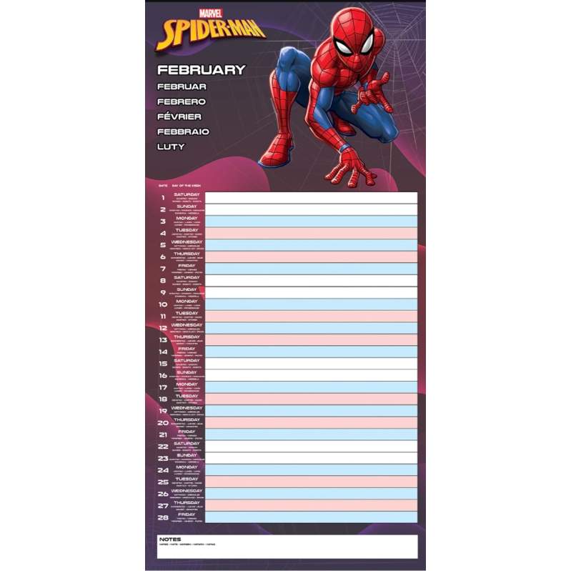 Marvel Spiderman Familieplanleggingskalender