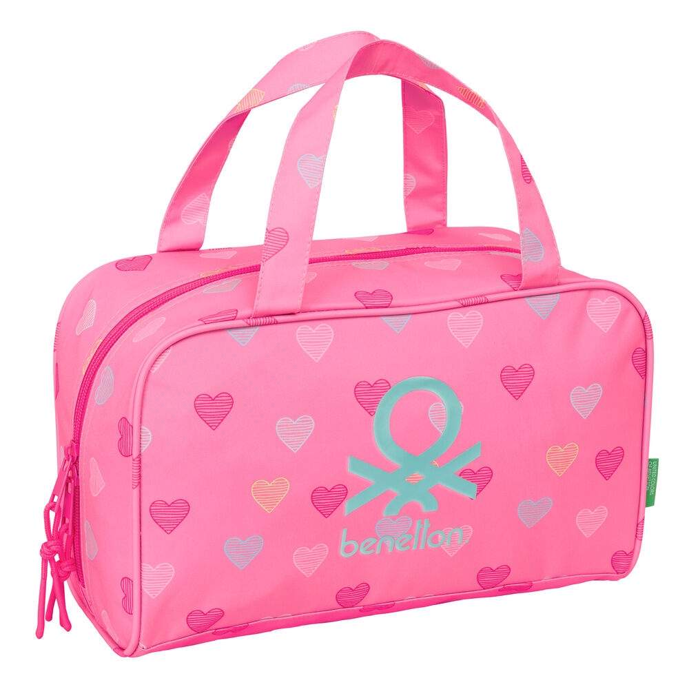 Hjerteformet sminkeveske – 31x14x19cm, organisering og lomme