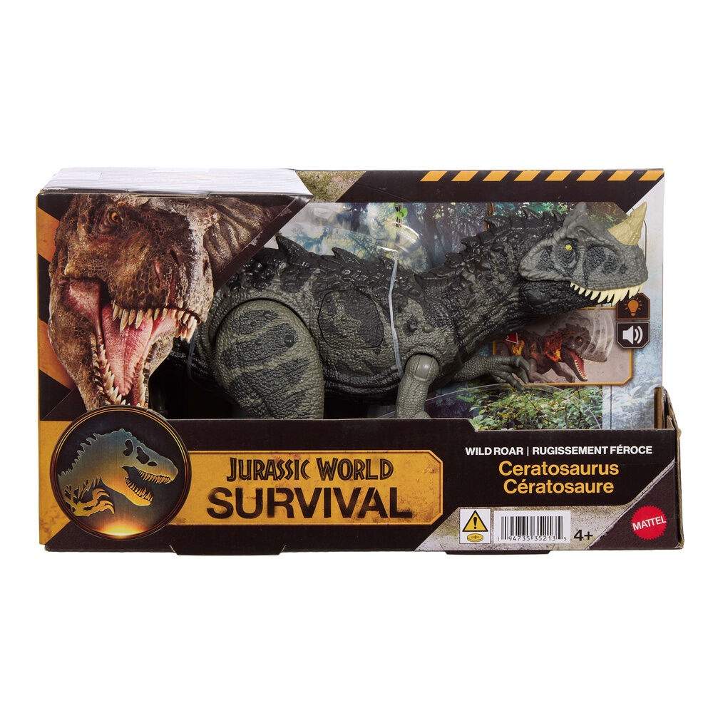 Ceratosaurus dinosaurfigur med brølende angrep, 30 cm