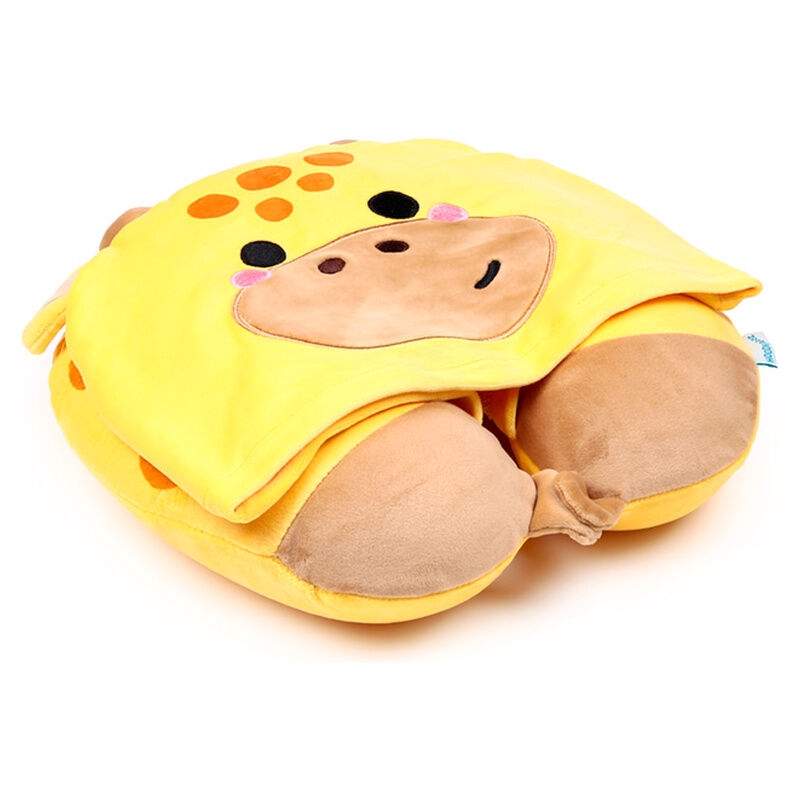 Giraffe reisepute med hette – lysblokkerende, komfortabel, 35x36cm