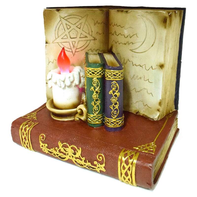LED-harpiksstativ – svart katt og ugle, 18x21,5x17cm