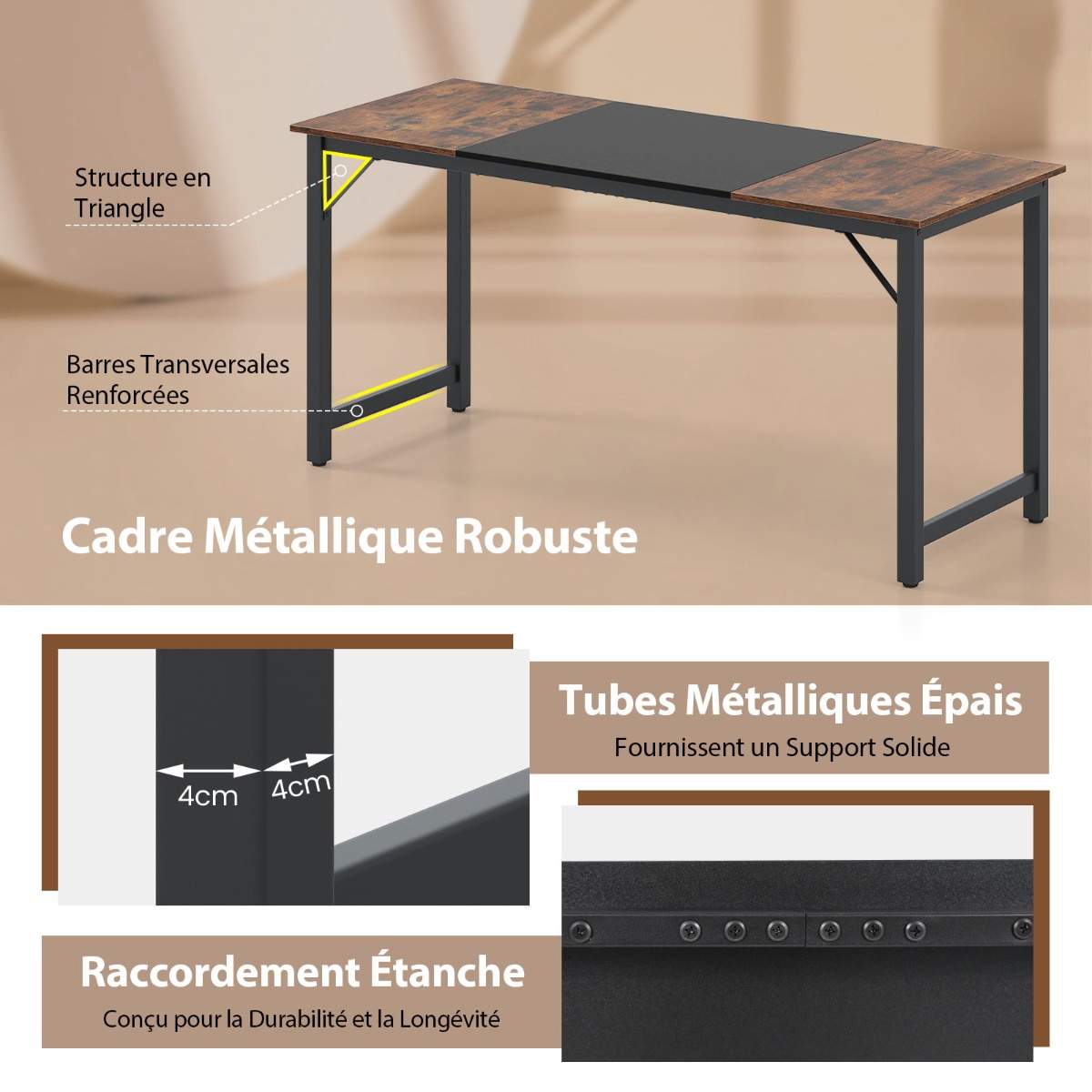 Databord 160 x 60 cm – Industriell metallramme