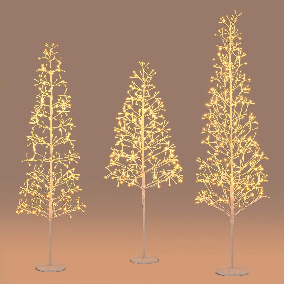 Forhåndsbelyst bjørketre, 1,5 m, 240 varmhvite LED-lys