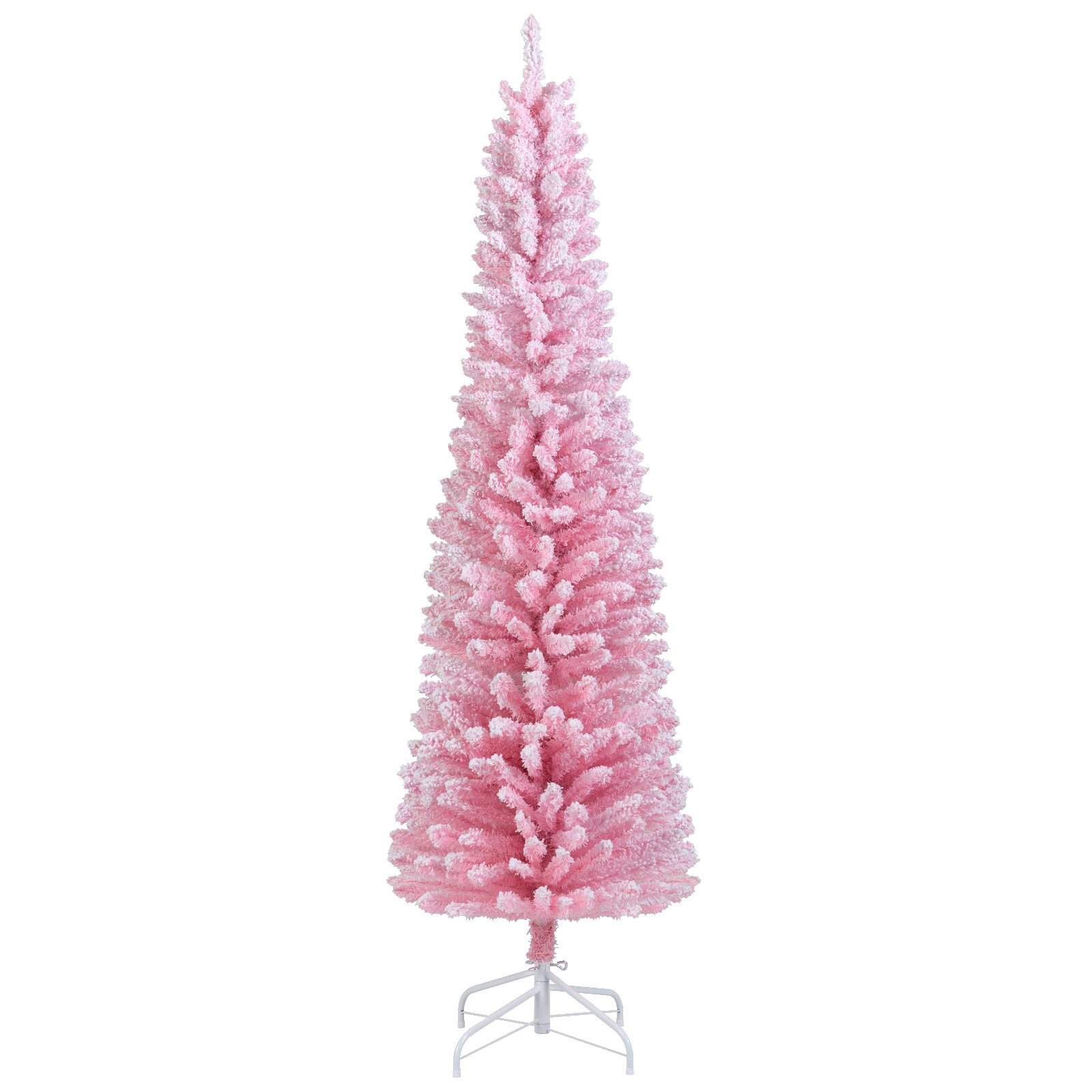 1,8 meter kunstig juletre – rosa flokket, 460 tupper