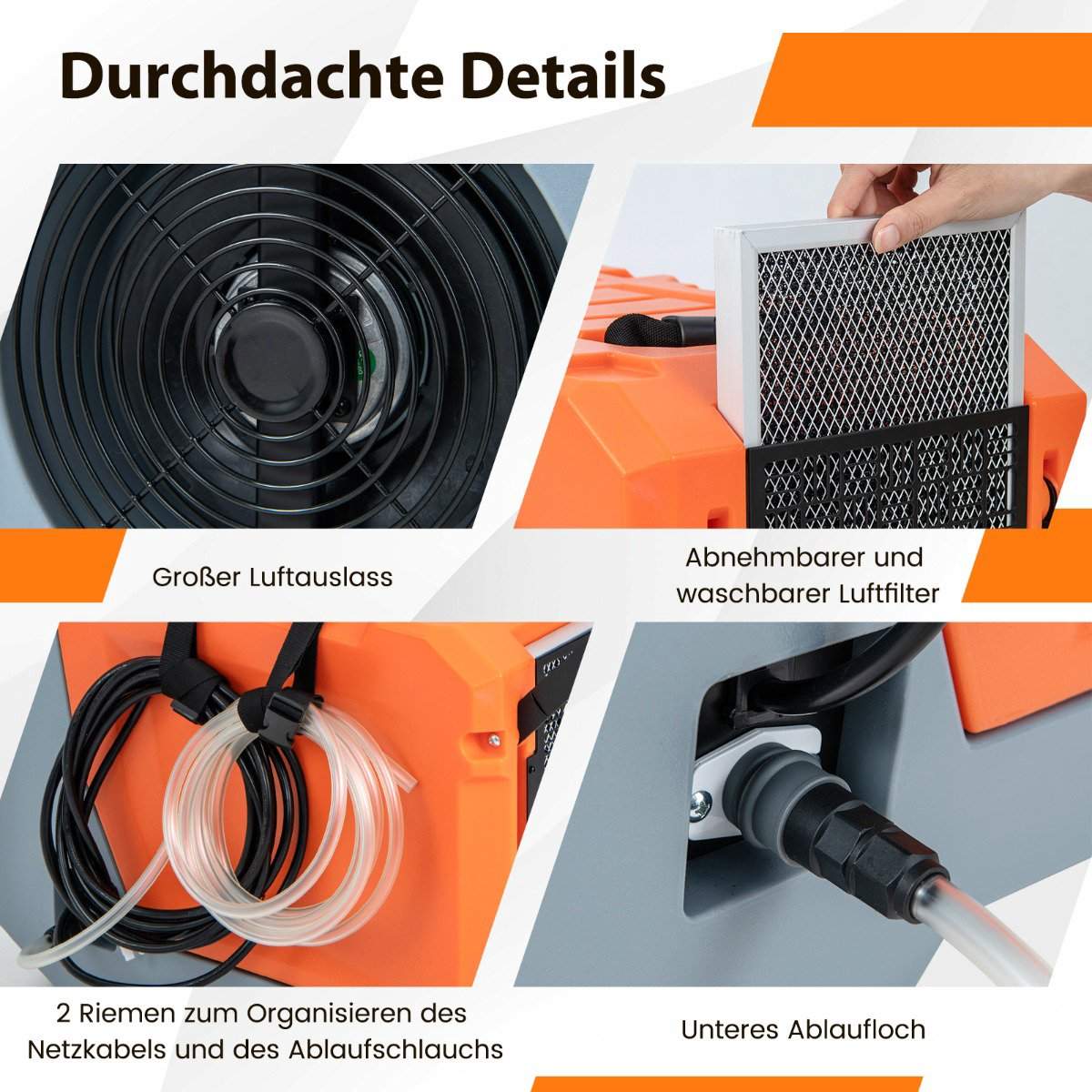 Kommersiell avfukter 85 l/dag, pumpe, 24-timers timer