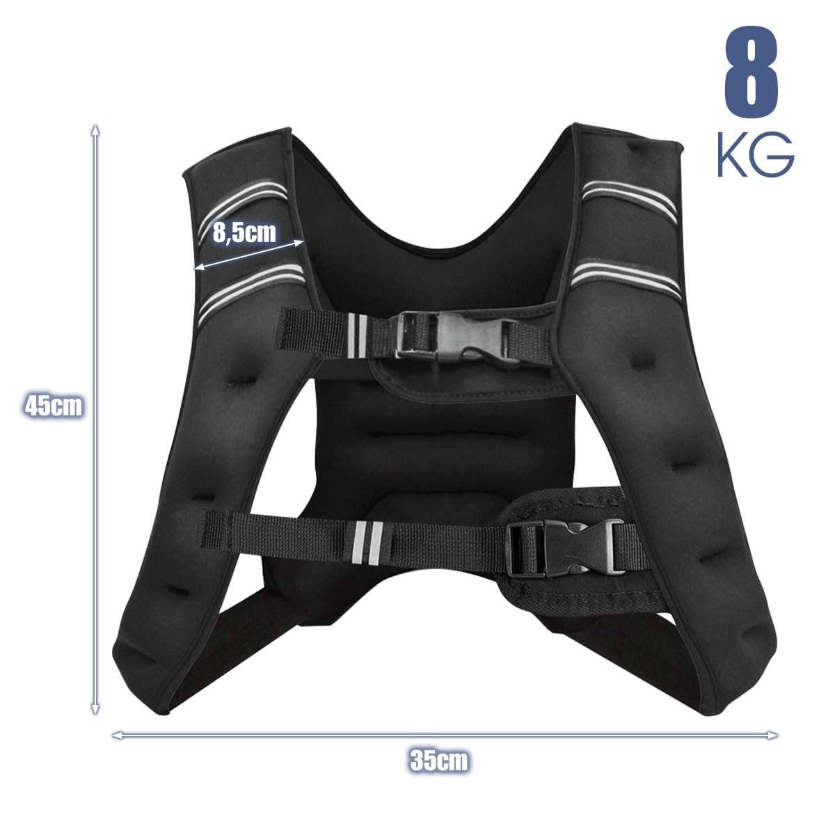 8 kg vektvest – neopren, justerbare stropper, lomme