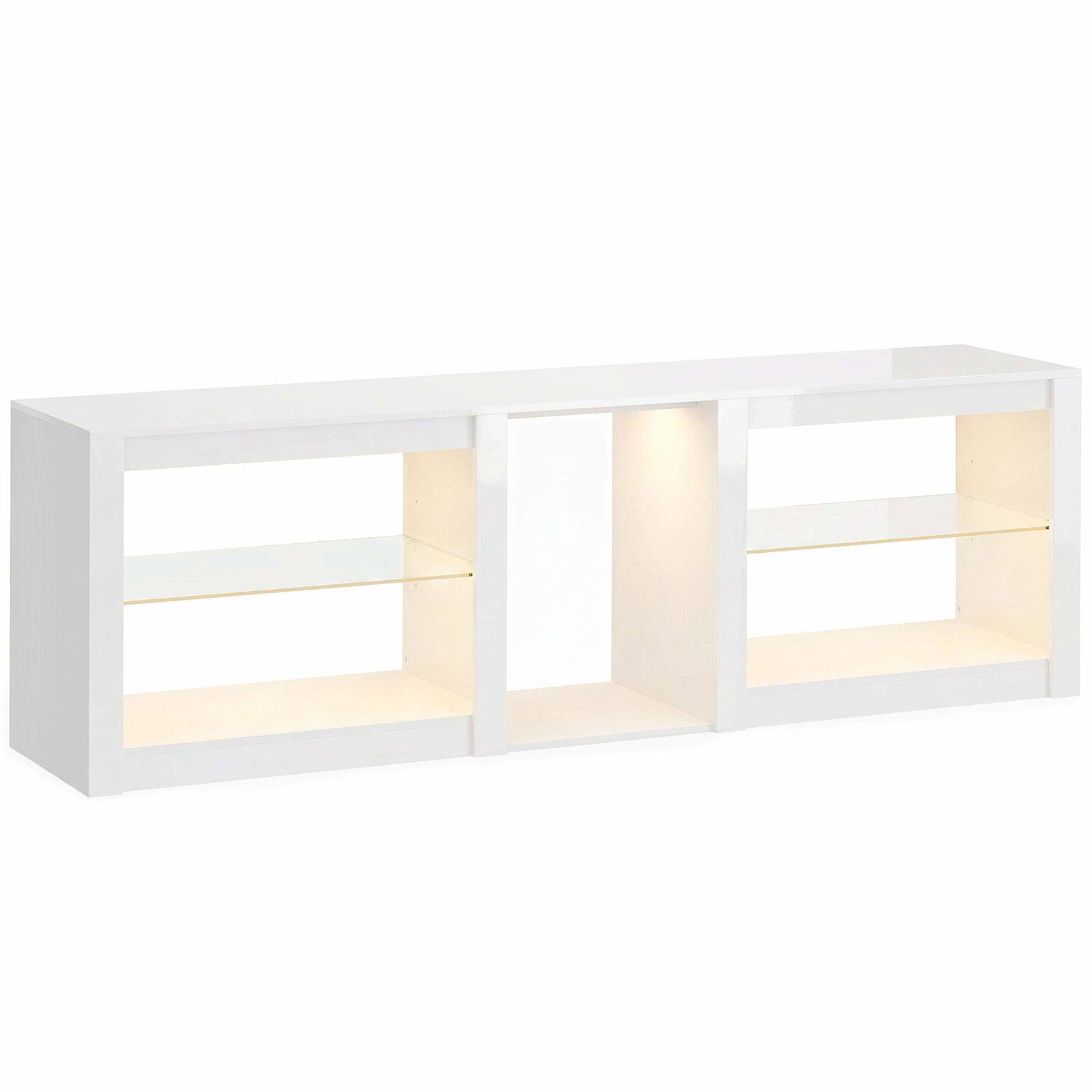 TV-stativ med RGB LED-lys, 160 cm, hvit, opptil 75 tommer