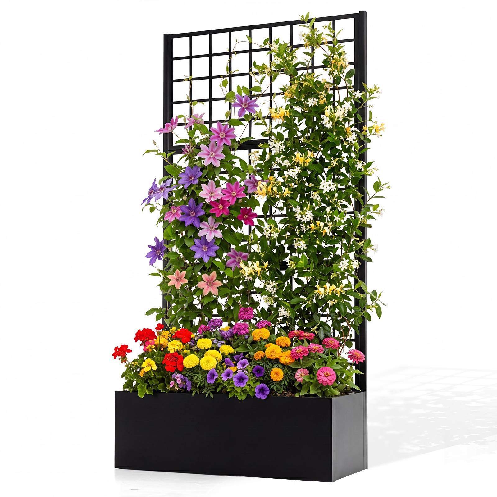 Høybed i metall med espalier – svart