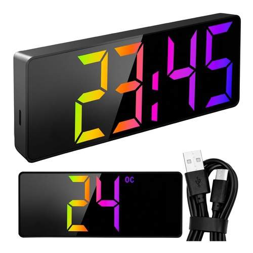 LED-vekkerklokke med temperaturvisning – USB-drevet