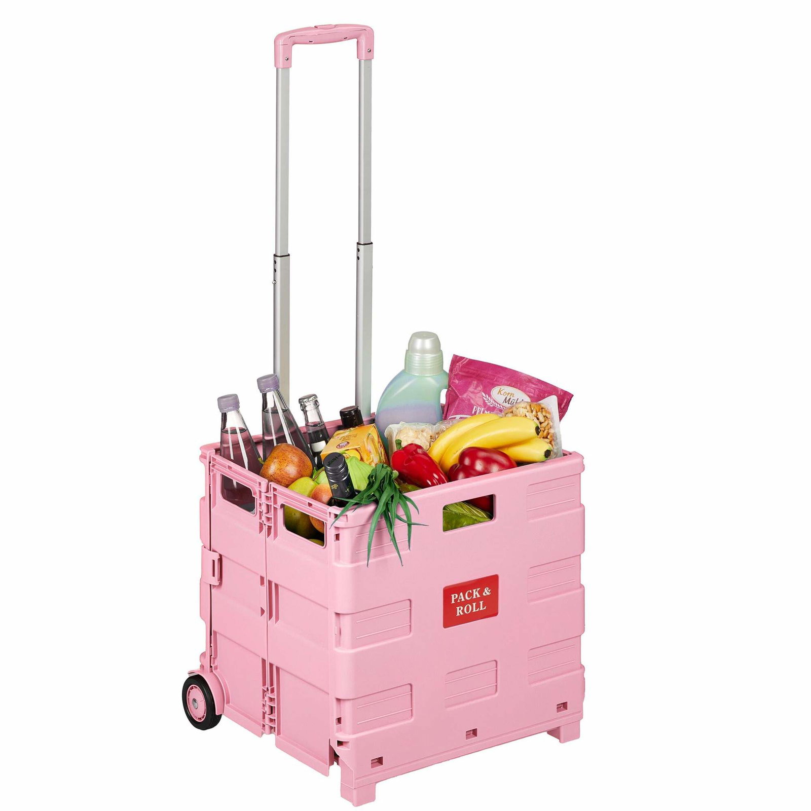 Sammenleggbar handlevogn, teleskophåndtak, 35 kg belastning