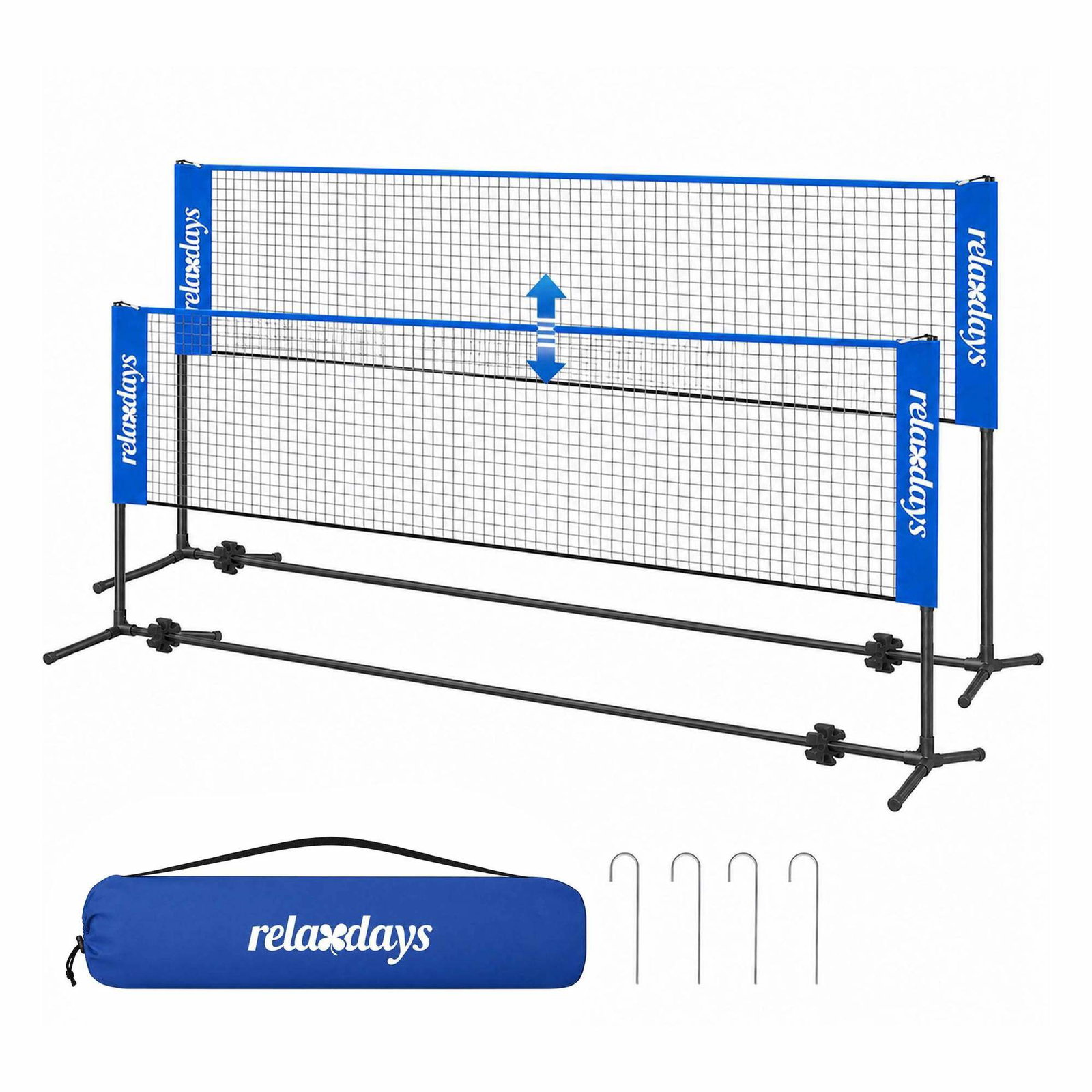 Justerbart badmintonnett – blått, 400 cm, stålramme