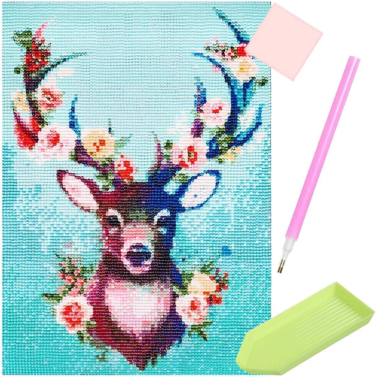 5D Diamantbroderi Hjort 30x40 cm - Avslappende håndverk
