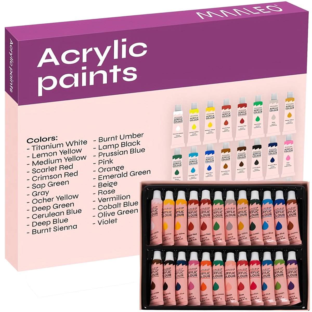 Akrylmaling - 24 stk - 12 ml