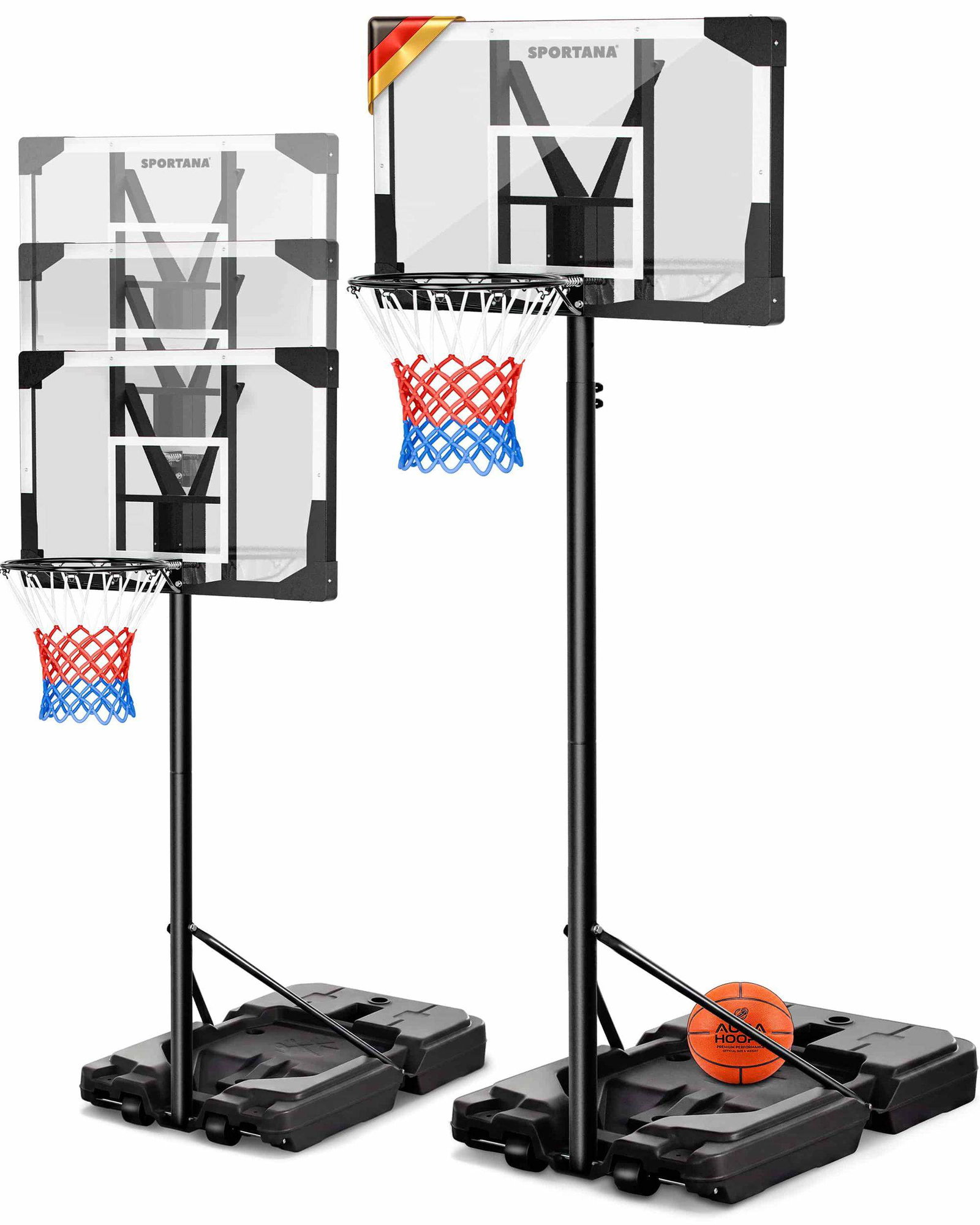 Utendørs basketballkurv, høydejusterbar 135–305 cm