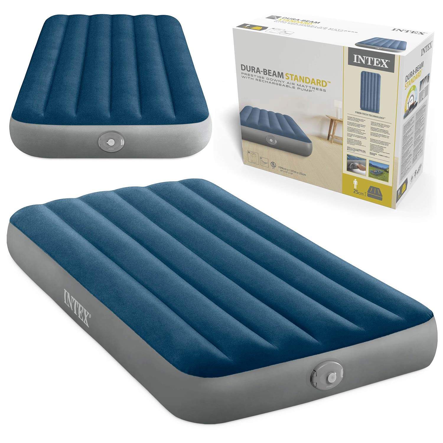 Enkel luftmadrass med USB-pumpe, 191 x 99 x 25 cm