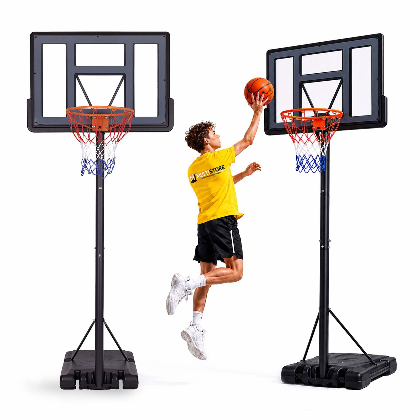 Justerbar frittstående basketballkurv med stålramme