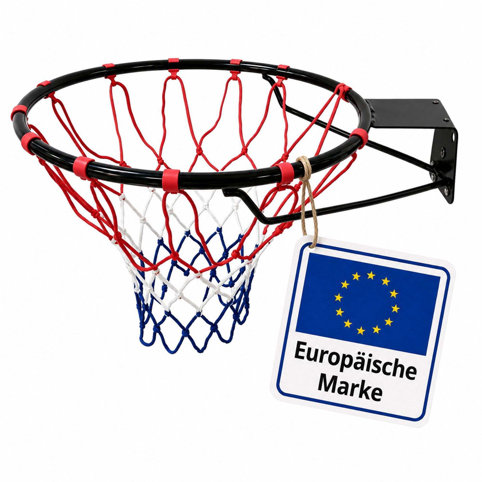 45 cm veggmontert basketballkurv – svart, jernring