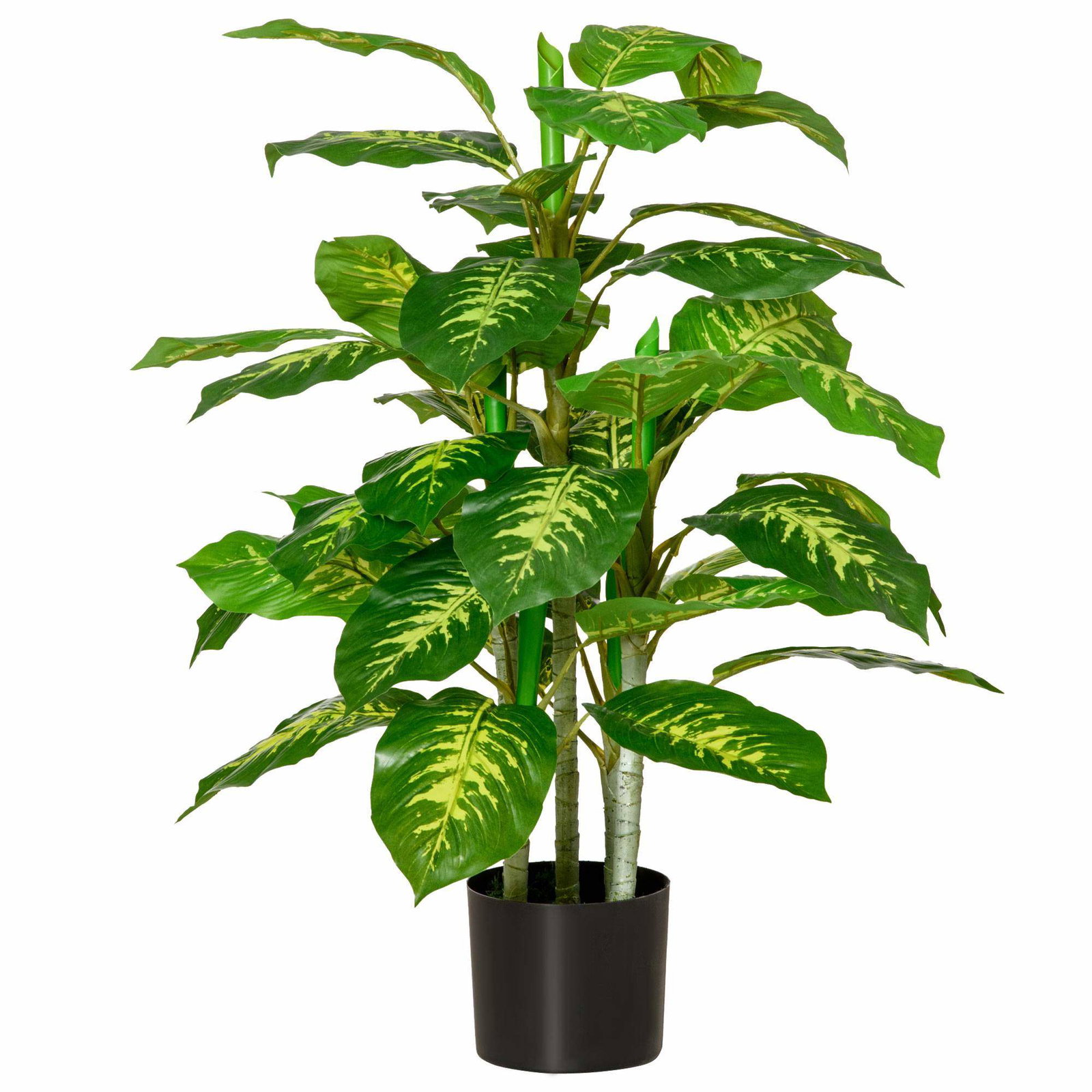 Kunstig Dieffenbachia-plante, 95 cm, grønn, sementpotte