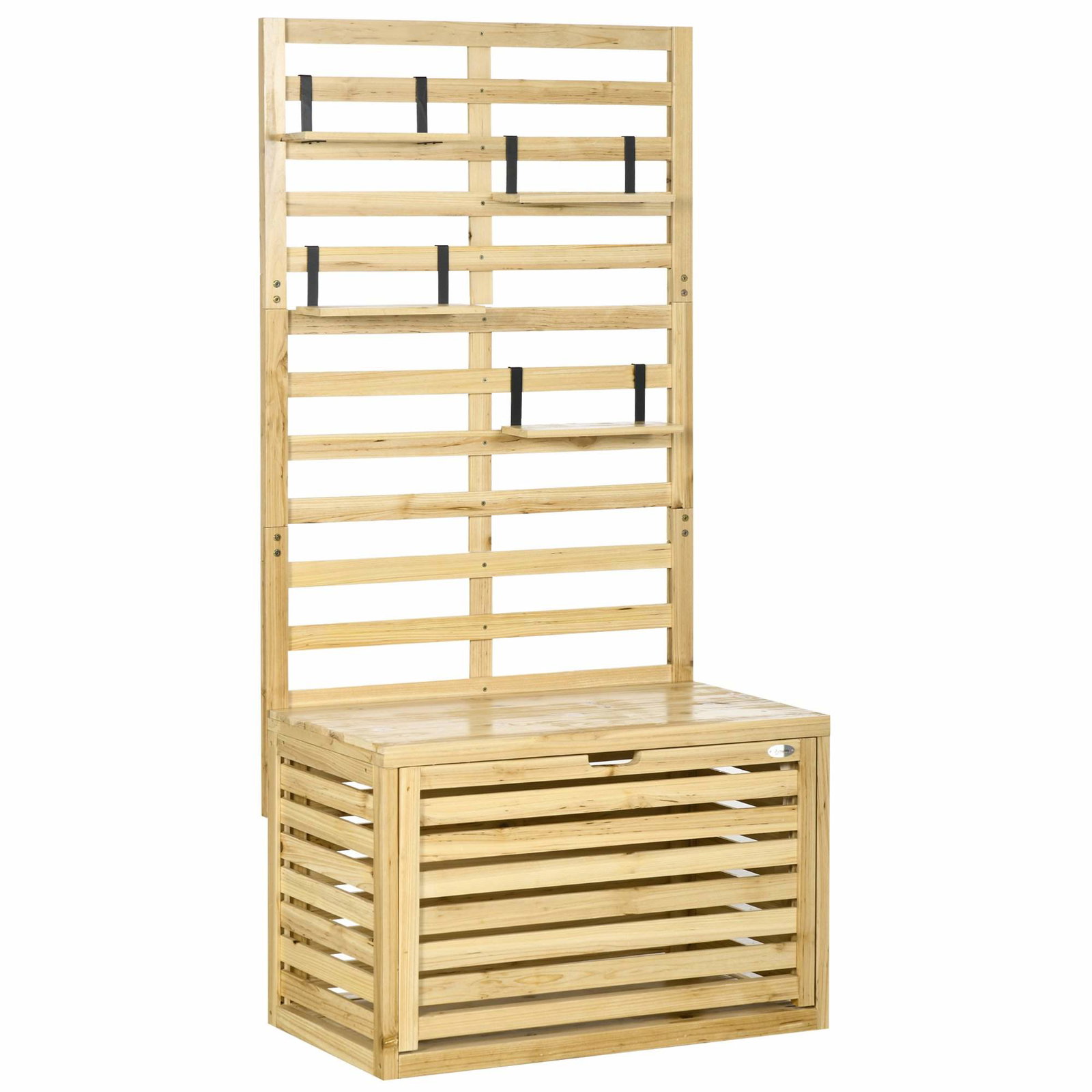 Utendørs oppbevaringsboks med espalier, 4 hyller, heltre