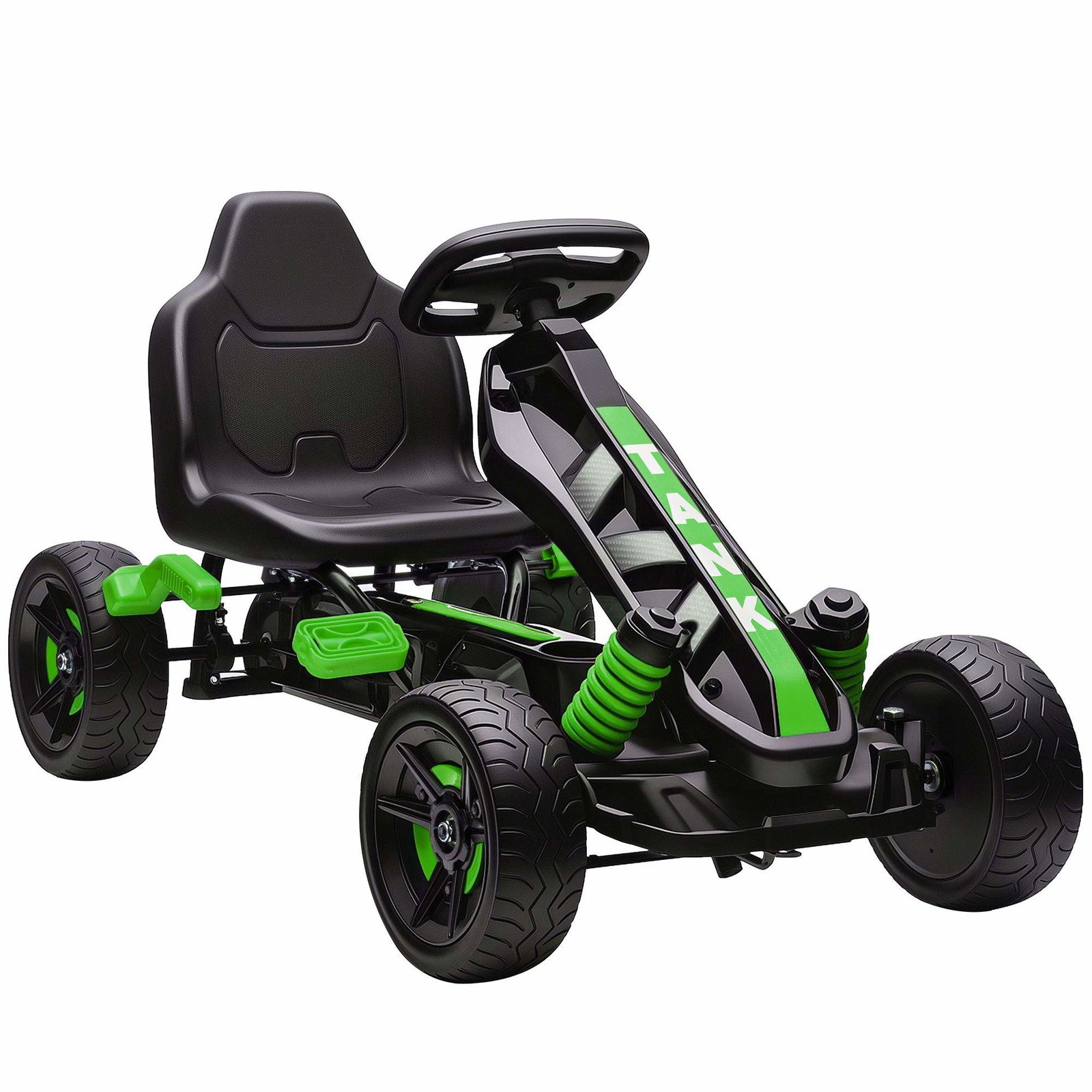 Barne-gokart med brems, sklisikre hjul, grønn