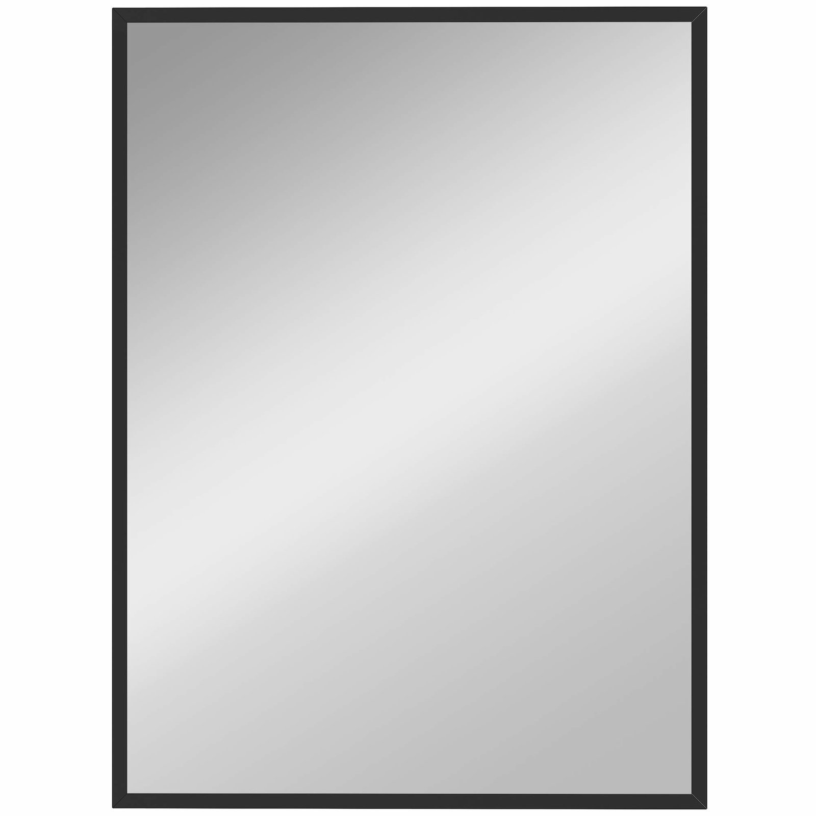 Stort rektangulært veggspeil, svart MDF-ramme, 76,2 x 101,6 cm