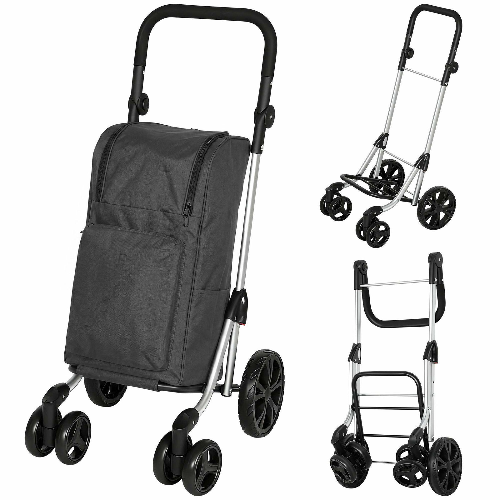 Sammenleggbar handlevogn – 46L bag, kjøleboks, justerbart håndtak