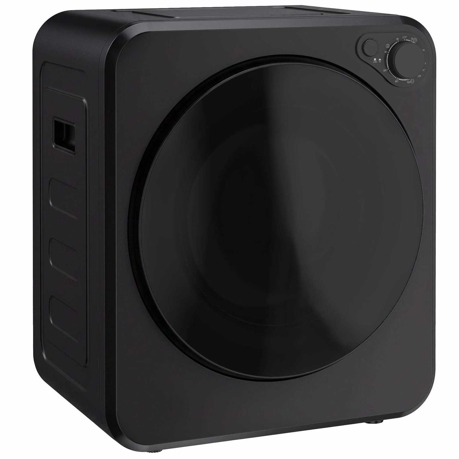 Kompakt 4 kg tørketrommel – 5 programmer, svart, 800 W/400 W