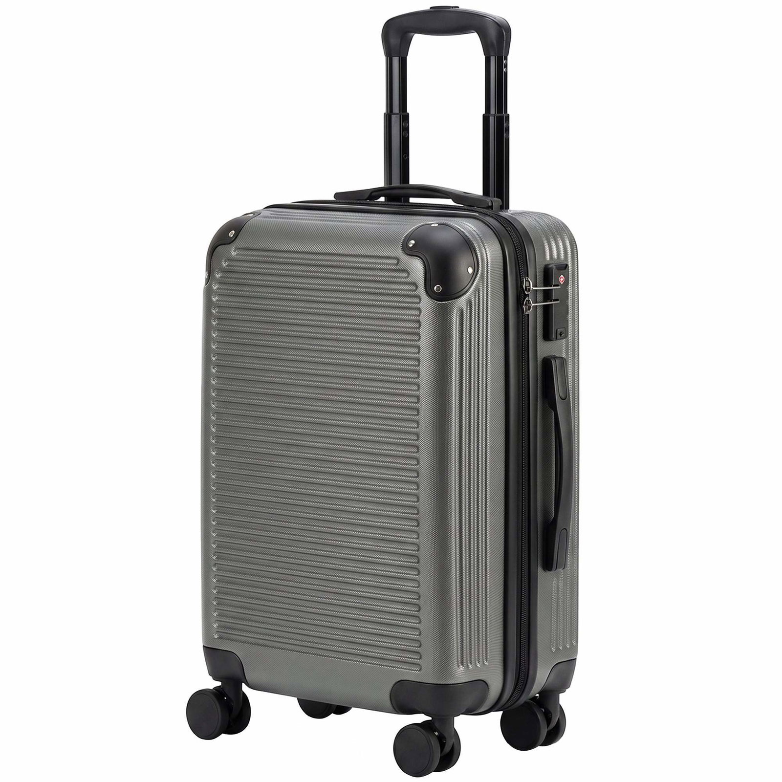 56 cm mørkegrå hard håndbagasjekoffert, 40 l, 4 hjul