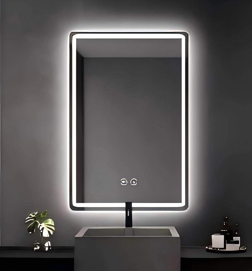 LED-baderomsspeil med 3 farger og duggfjerning, 70x50 cm
