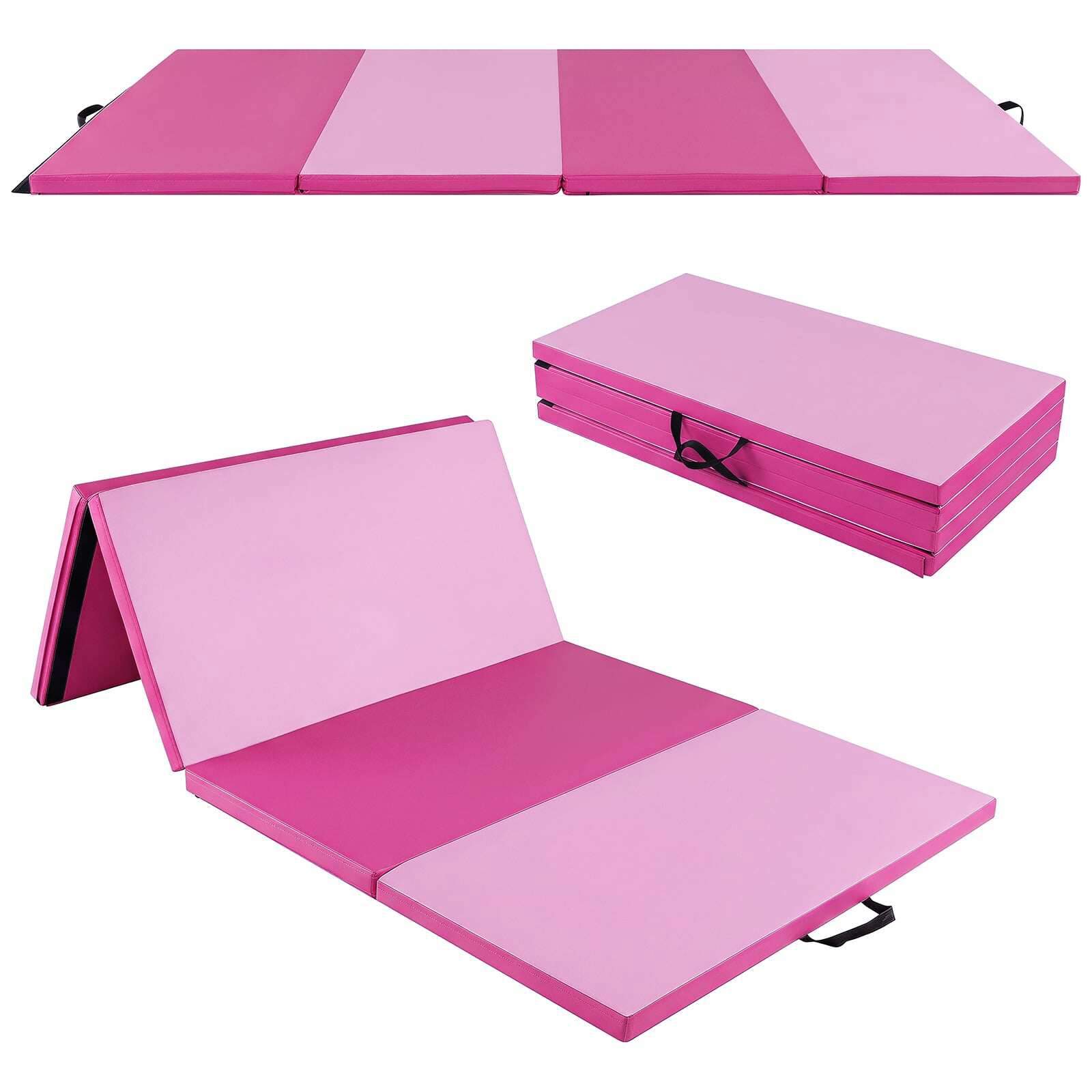Sammenleggbar gymmatte, mørk rosa – EPE-skum, sklisikker, 240x120 cm