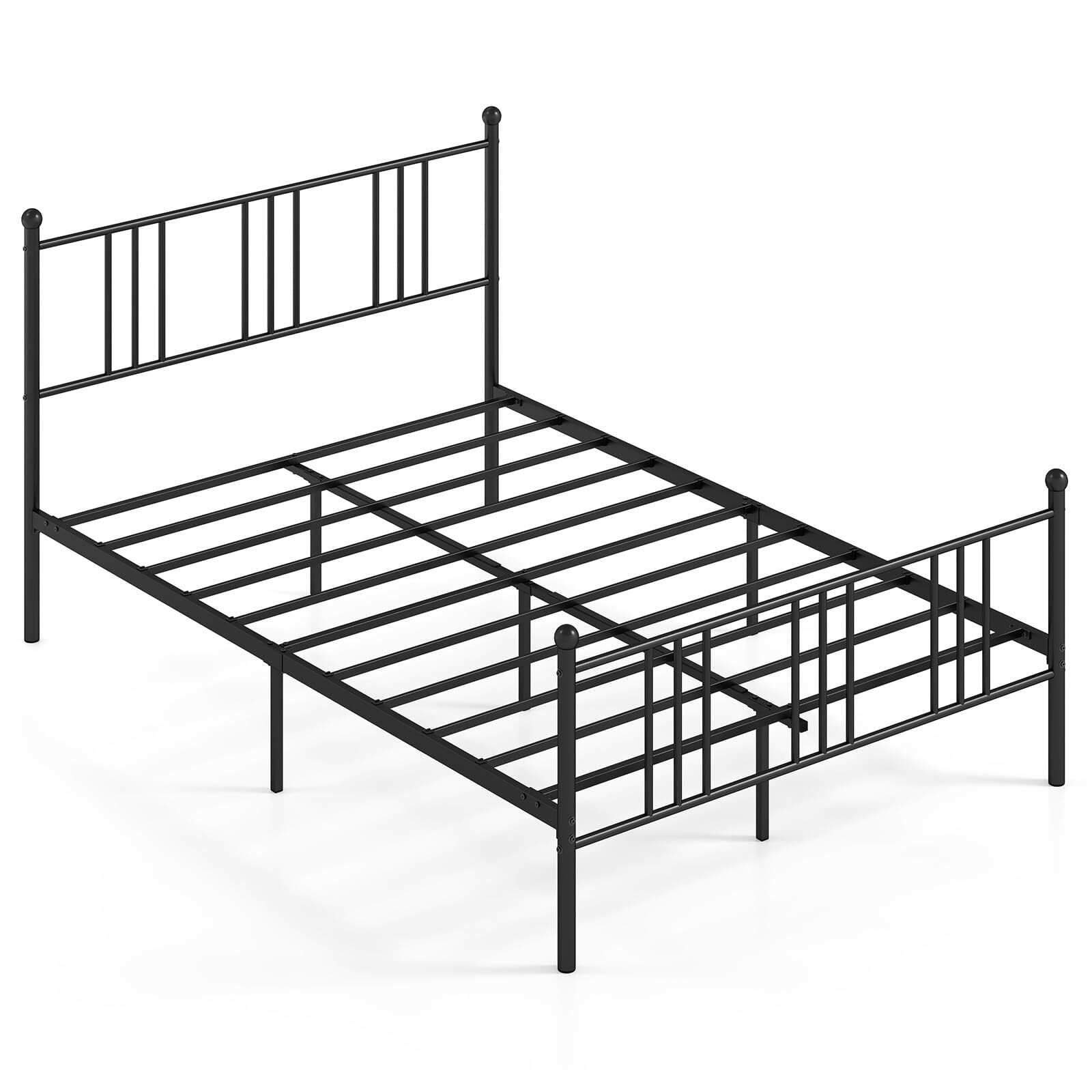 Metallsengramme med queen size-seng, 140x200 cm, svart, 300 kg kapasitet