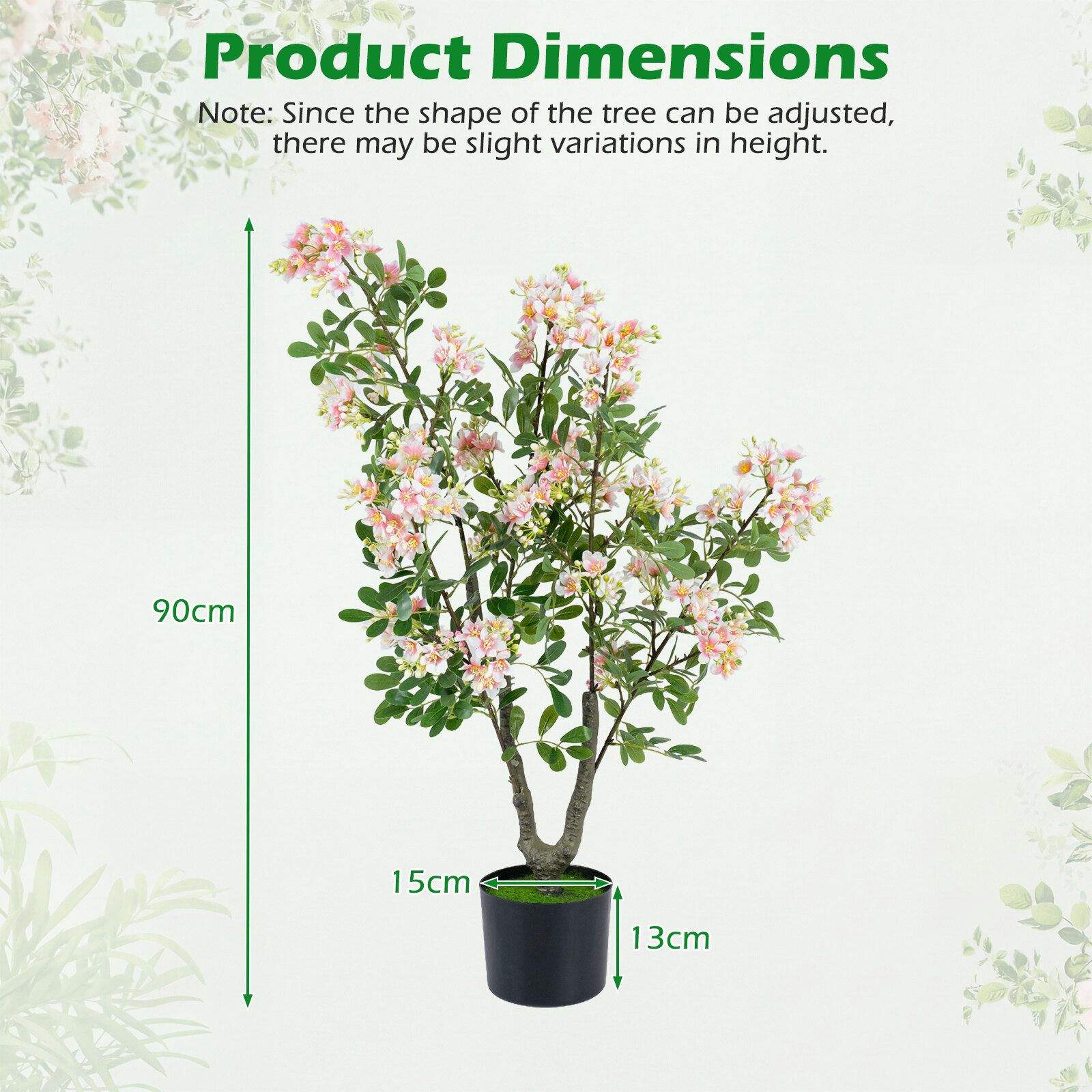 Sett med kunstige impatienstre, 90 cm – rosa silkeblomster, 2-pakning