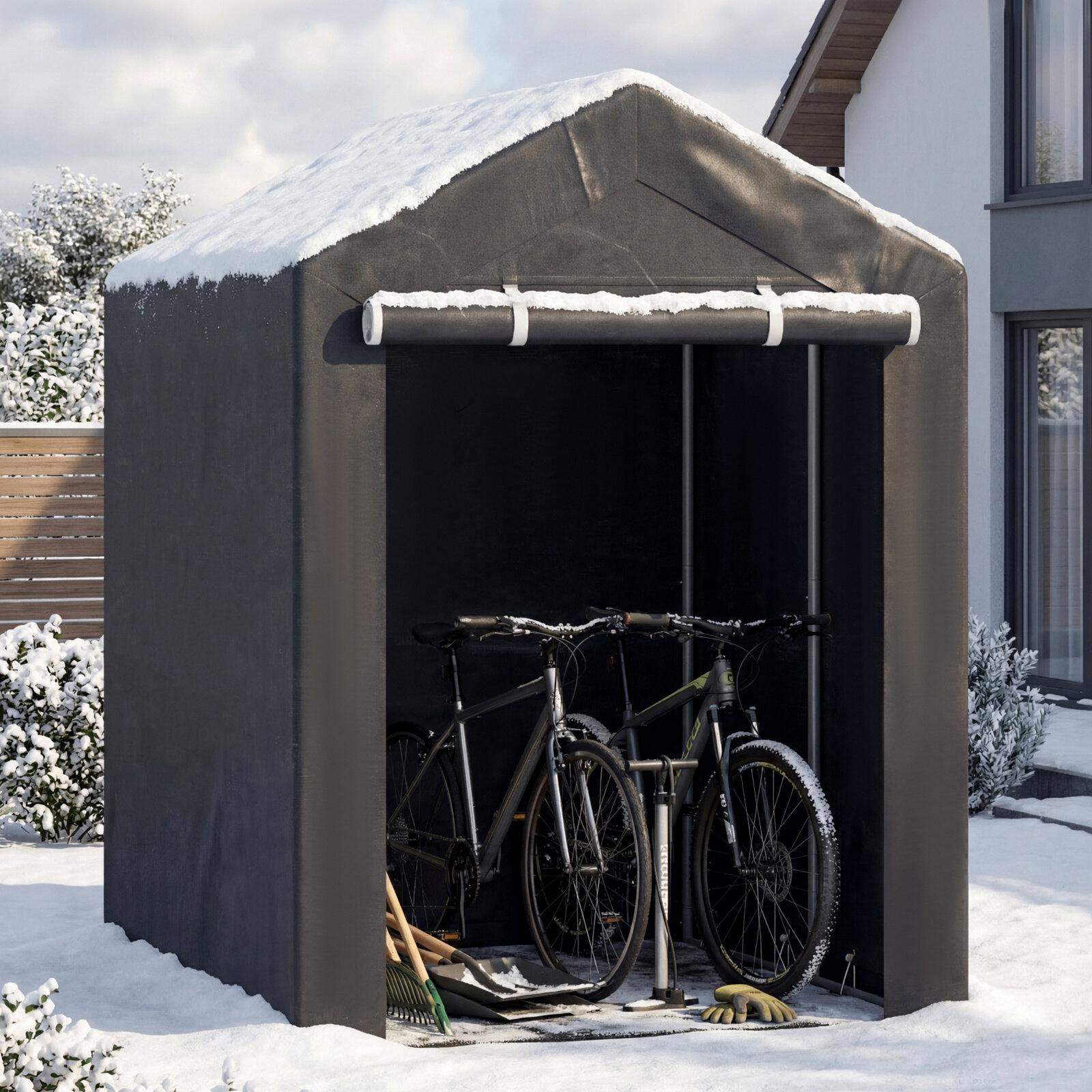 Medium bærbart oppbevaringsskur, mørkegrå, 1,8 x 1,2 x 1,5 m