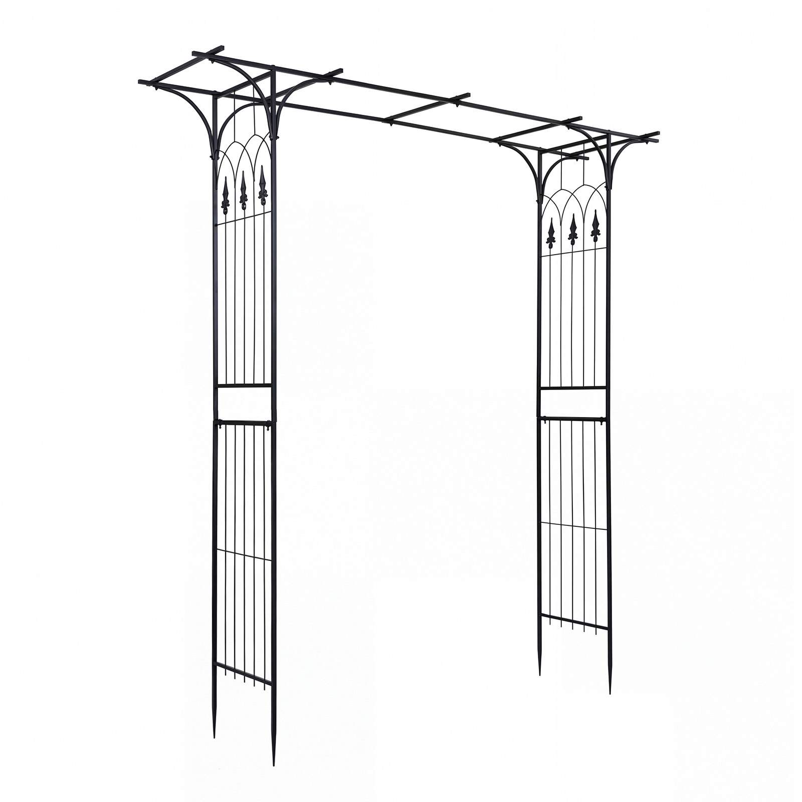 7 fot svart metallhagepergola for klatreplanter