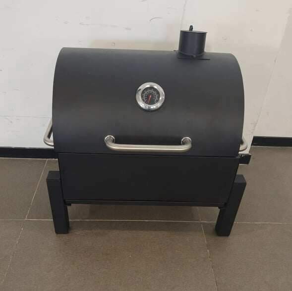 Bærbar kullgrill med termometer – svart, karbonstål