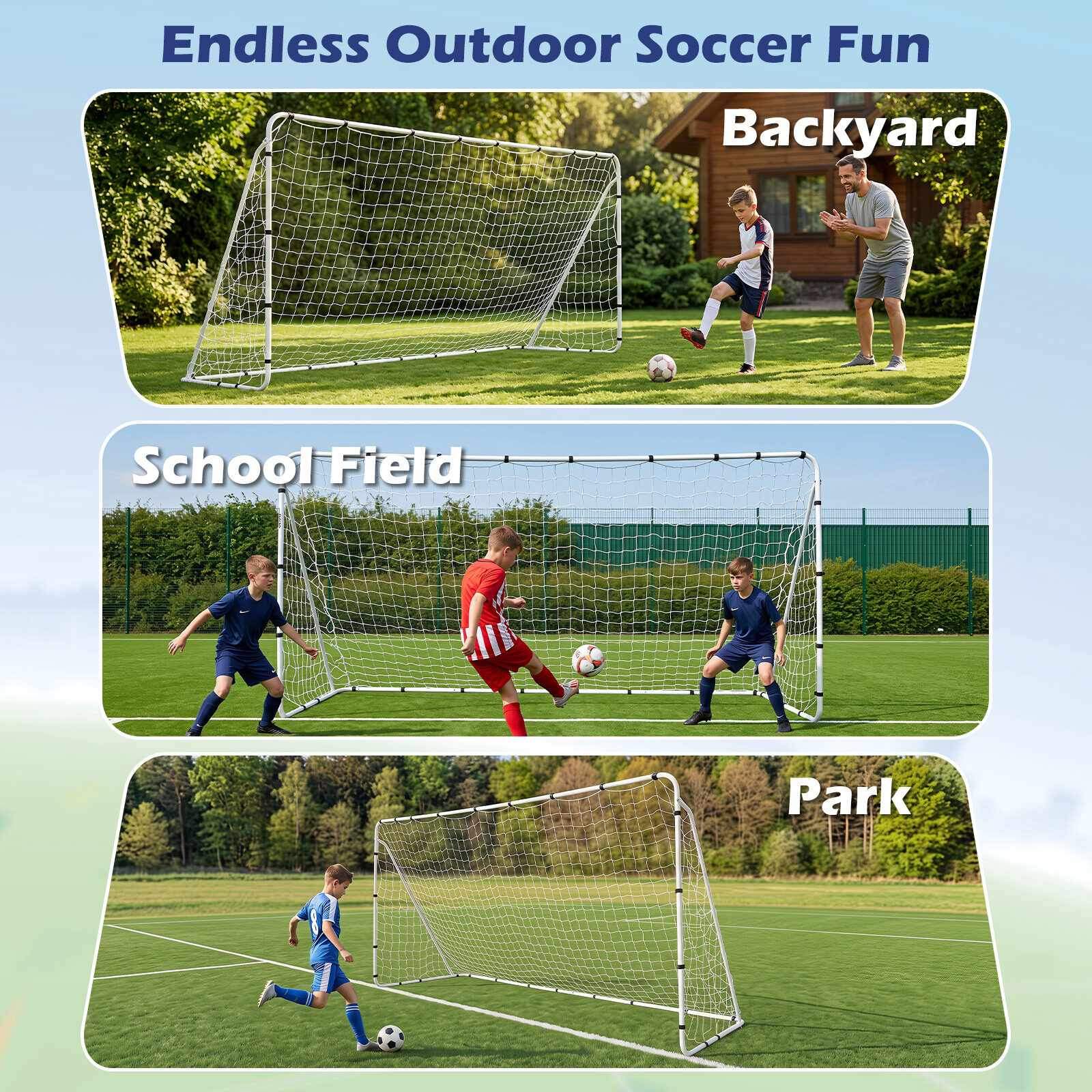Fotballmål 367x181 cm – Metallramme, PE-nett, Barn og tenåringer