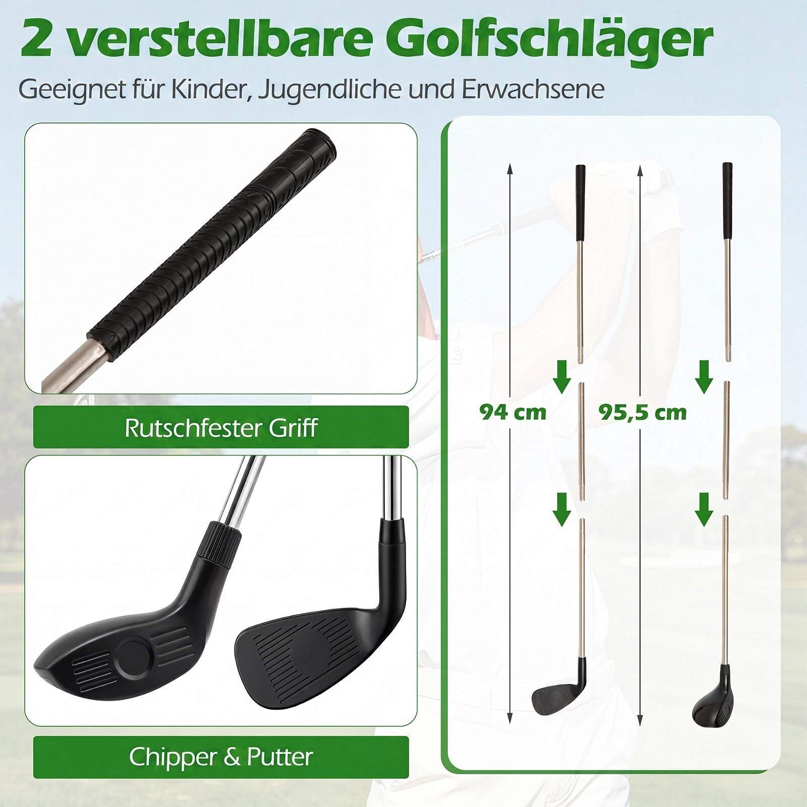 Golf chipping-spillsett – 71 x 71 tommer, moro innendørs/utendørs