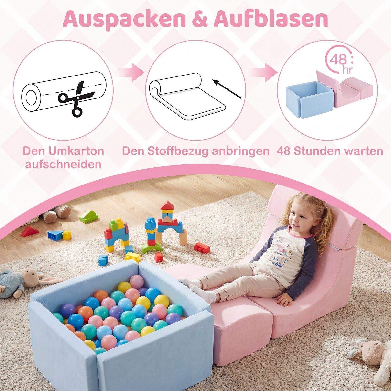 Skumklatreklosser og ballplasssett – rosa semsket skinn, småbarnsleke
