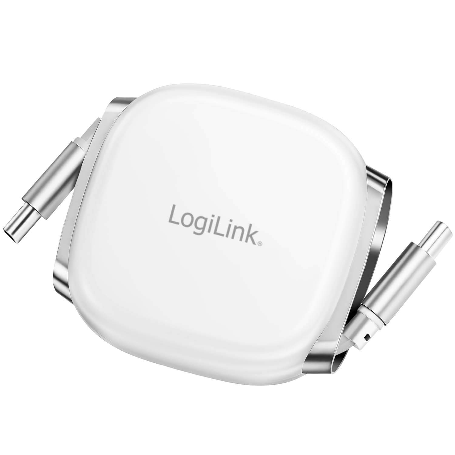 LogiLink uttrekkbar USB-C-kabel 1 m med magnetiske ender, 60 W PD, hvit