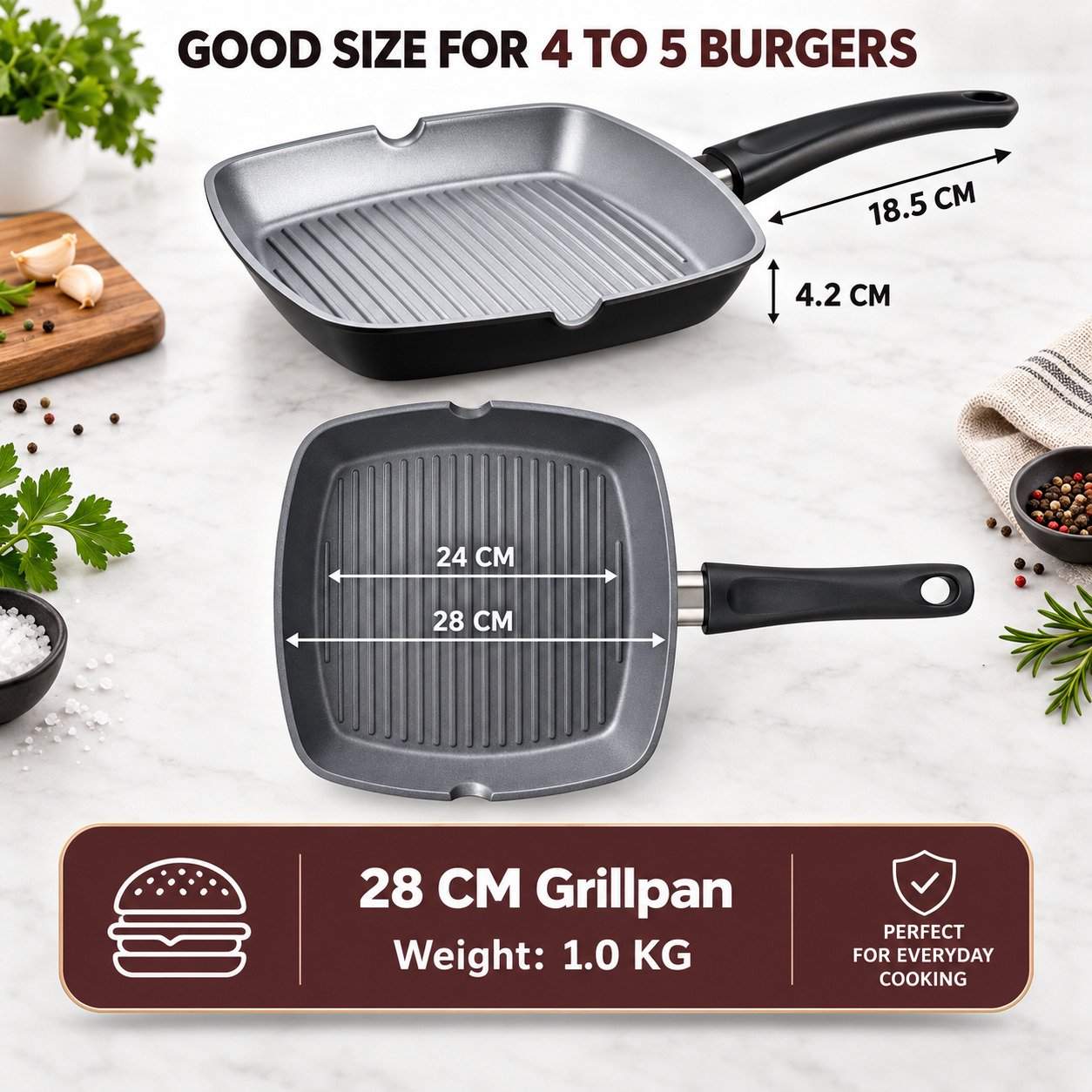 Swiss Haus Basel Premium Grillpanne 28cm - Svart