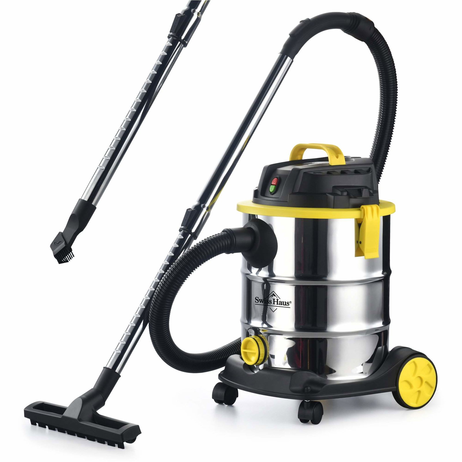 Swiss Haus Lugano våt- og tørrstøvsuger 30L 1200W - rustfritt stål/gul