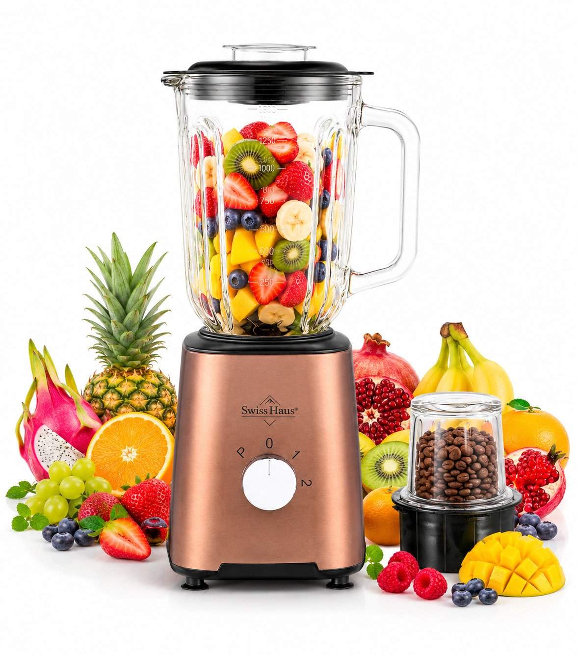 Swiss Haus Zermatt Glacier bordblender 1.5 l 500 W med kvern - kobber