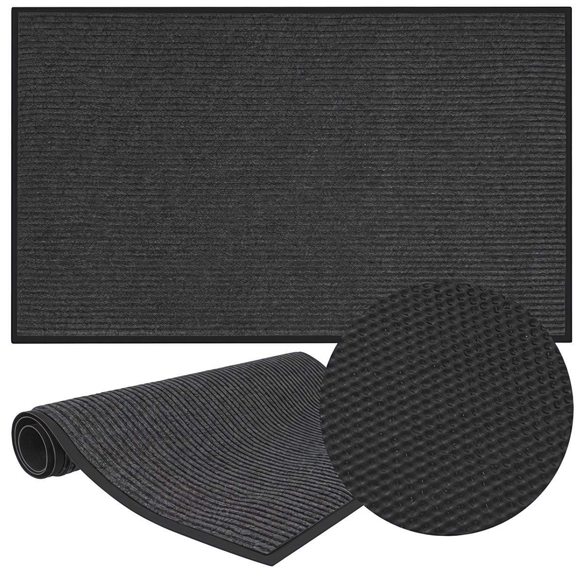 Vaskbar dørmatte 80 x 120 cm for innendørs og utendørs bruk, grå, 7 mm tykk