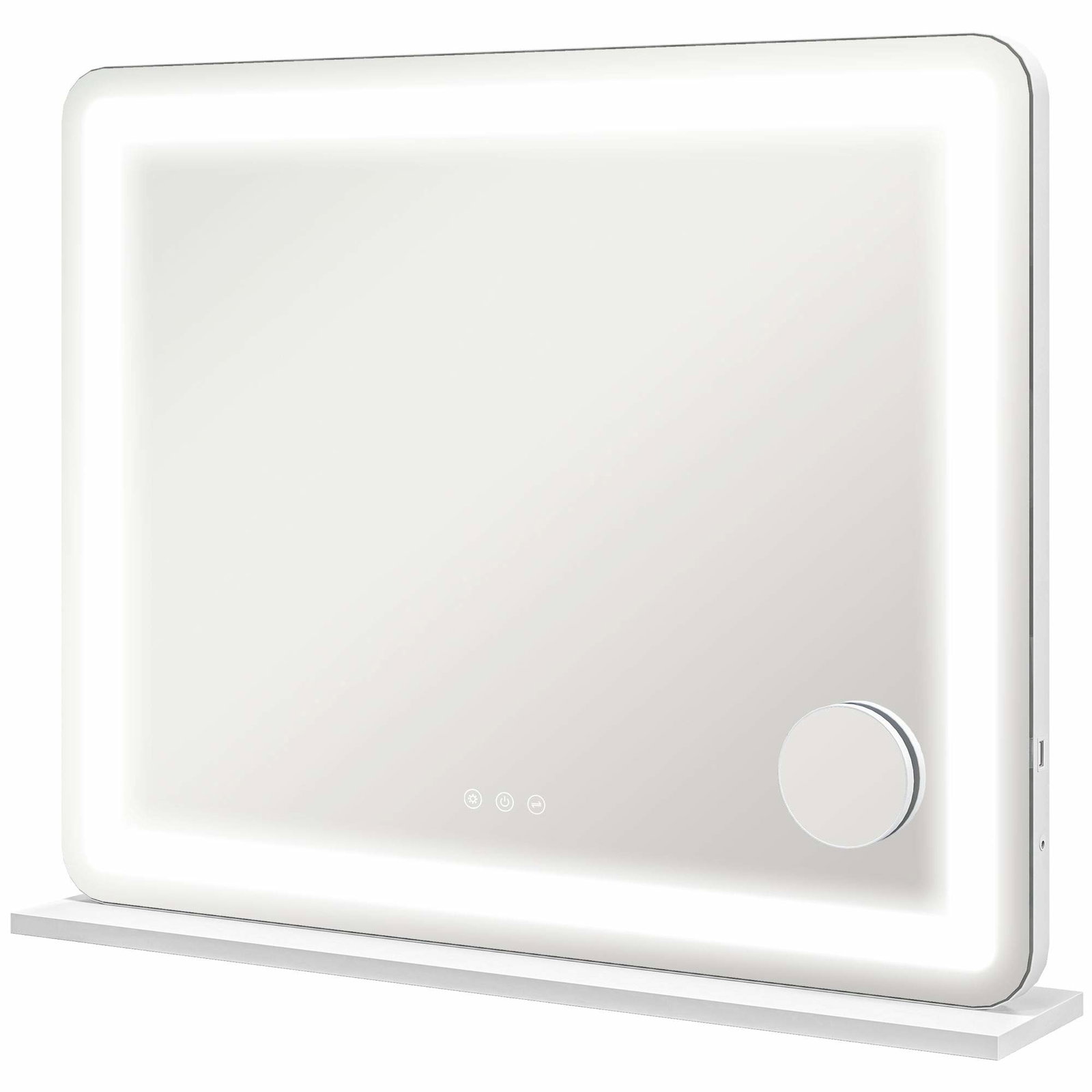 Opplyst sminkespeil 80 x 60 cm med berøringsdimmer, 10x forstørrelsesglass