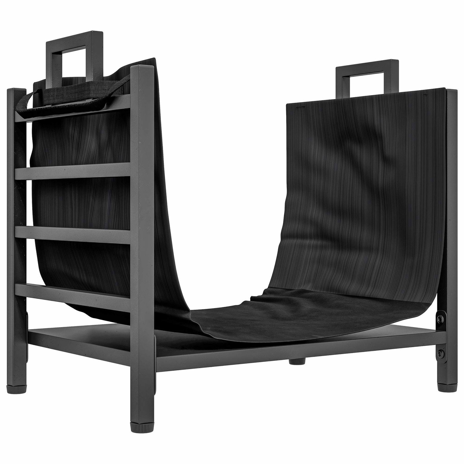 Kompakt vedstativ med avtakbar bærepose for ved, svart, 49x34x44 cm