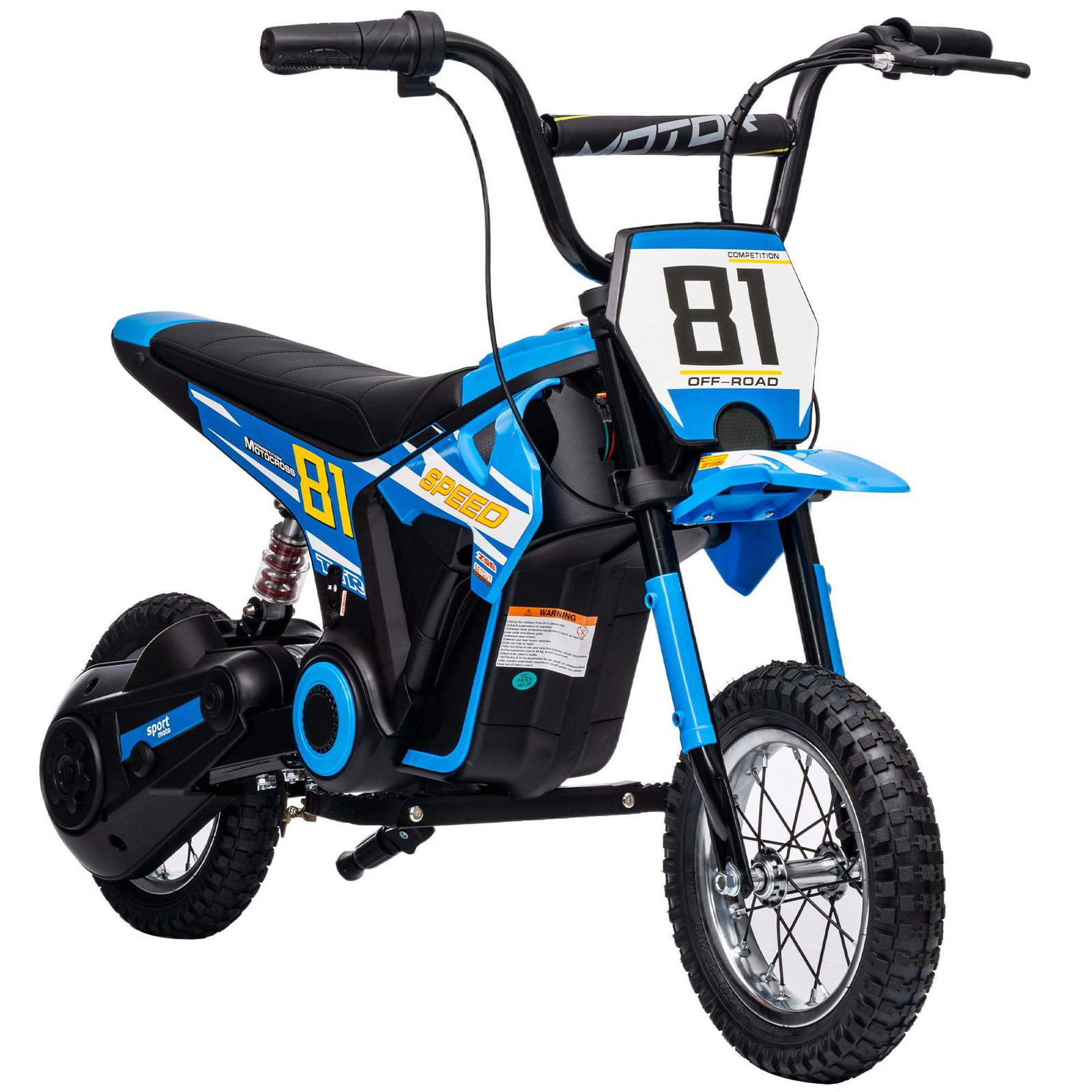 Elektrisk motocrosssykkel for barn 24V 250W, bakhjulsoppheng, blå
