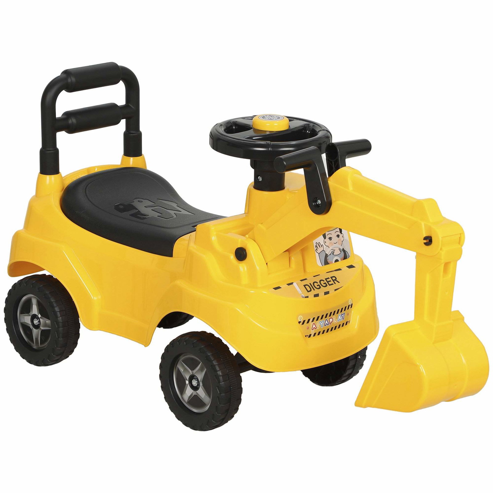 Barnegraver med 33 cm spadearm og oppbevaring, gul