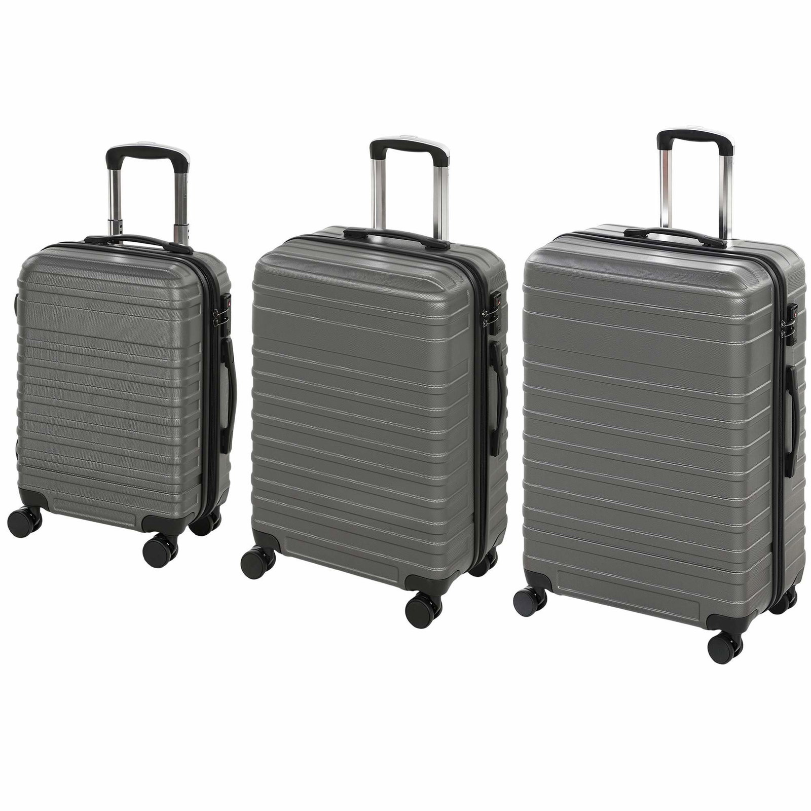 Nesting bagasjesett med 3, 40 l, 65 l, 98 l, ABS hardt skall, mørkegrå